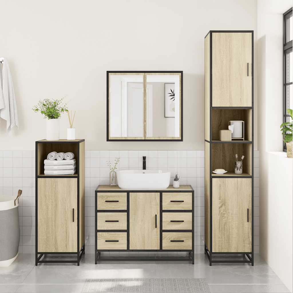 Ensemble de meubles de salle de bain 2 pcs chêne sonoma