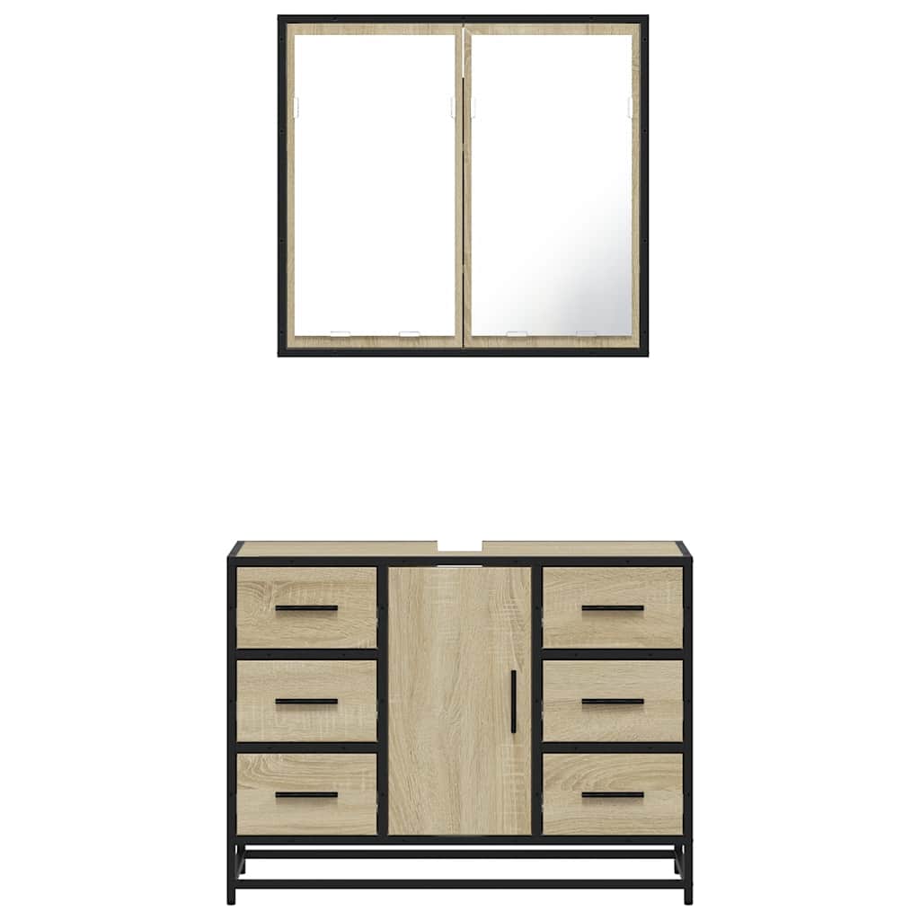 Ensemble de meubles de salle de bain 2 pcs chêne sonoma