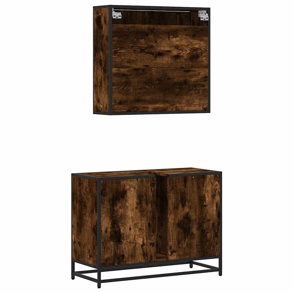 Ensemble de meubles de salle de bain 2 pcs Chêne fumé