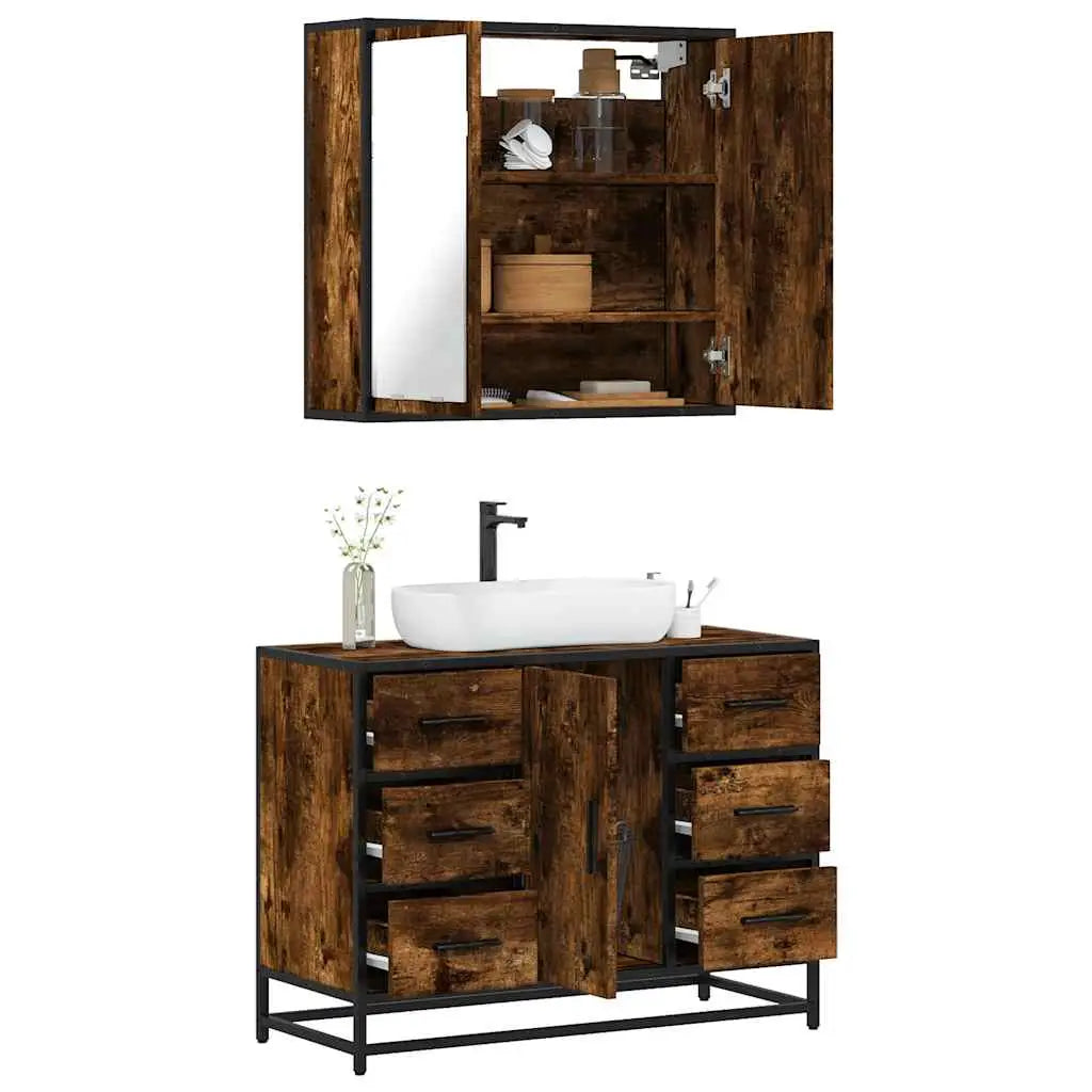 Ensemble de meubles de salle de bain 2 pcs Chêne fumé - XIOS