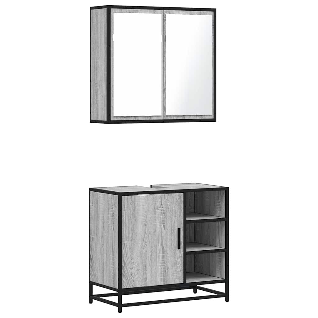 Ensemble de meubles de salle de bain 2 pcs Sonoma gris