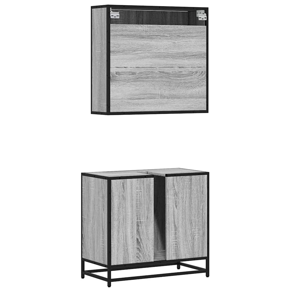 Ensemble de meubles de salle de bain 2 pcs Sonoma gris