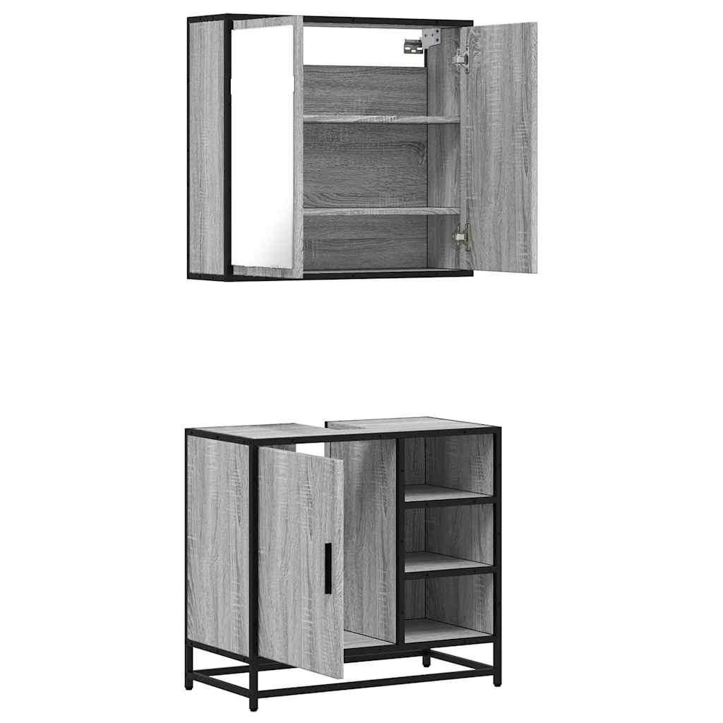 Ensemble de meubles de salle de bain 2 pcs Sonoma gris