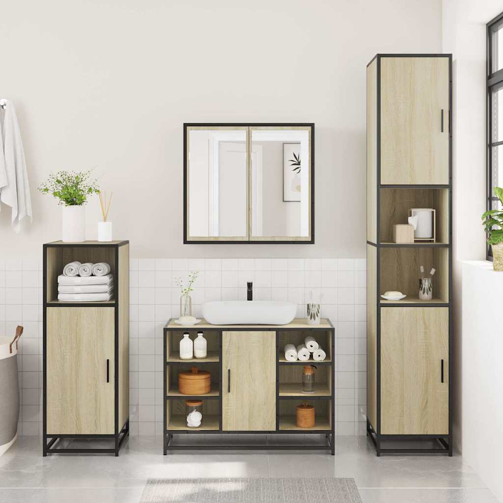 Ensemble de meubles de salle de bain 2 pcs chêne sonoma