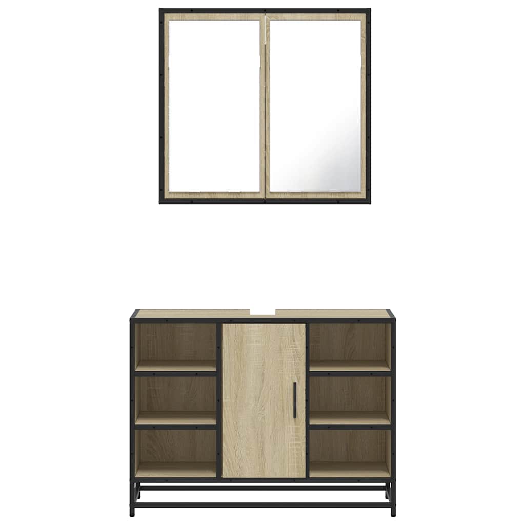 Ensemble de meubles de salle de bain 2 pcs chêne sonoma