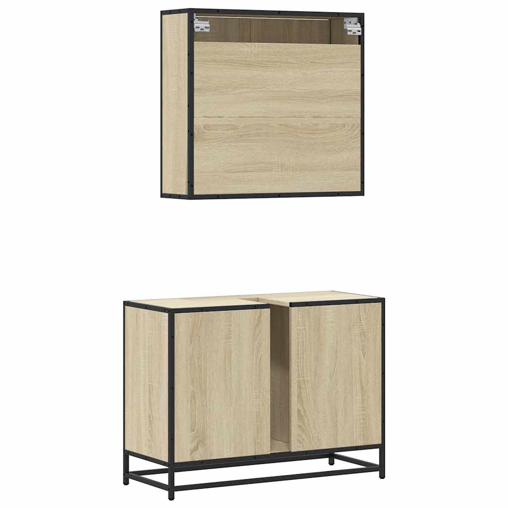 Ensemble de meubles de salle de bain 2 pcs chêne sonoma