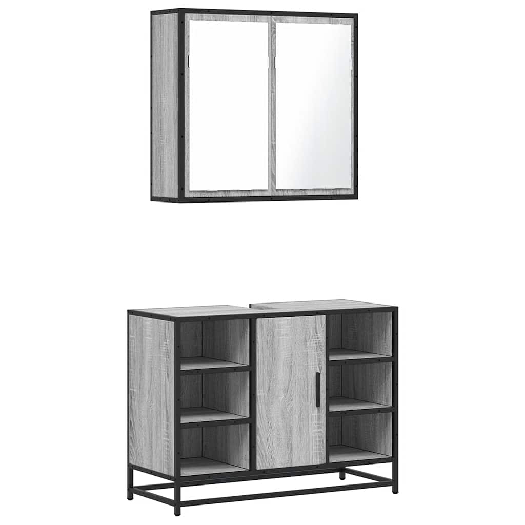Ensemble de meubles de salle de bain 2 pcs Sonoma gris