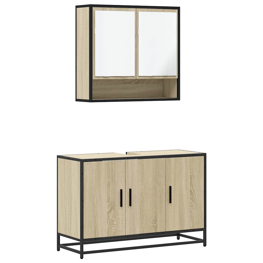 Ensemble de meubles de salle de bain 2 pcs chêne sonoma