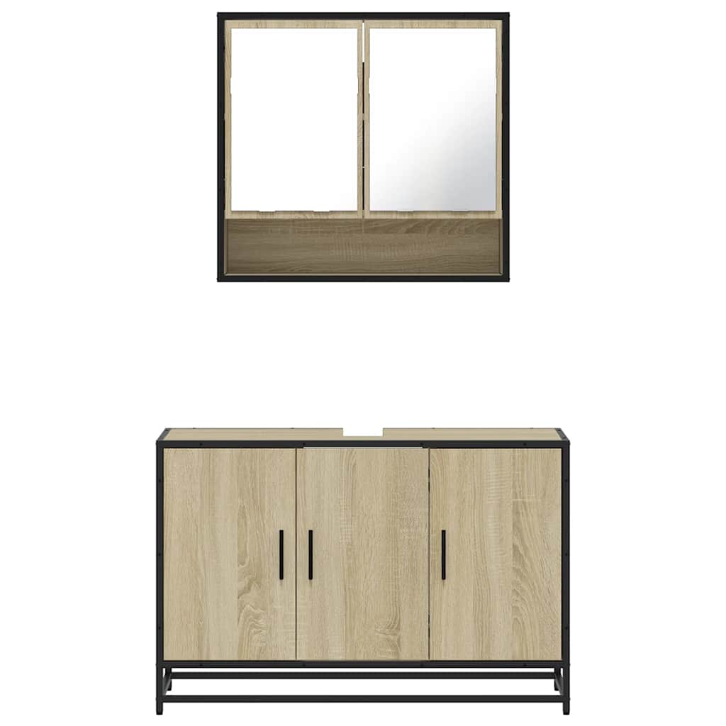 Ensemble de meubles de salle de bain 2 pcs chêne sonoma