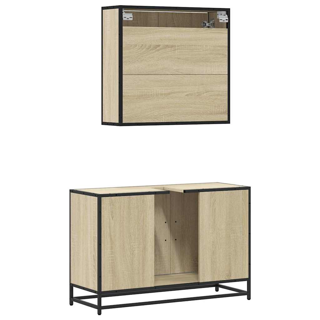 Ensemble de meubles de salle de bain 2 pcs chêne sonoma