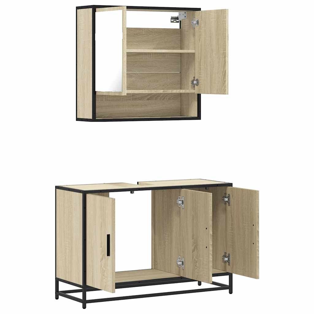 Ensemble de meubles de salle de bain 2 pcs chêne sonoma