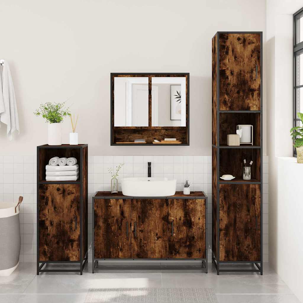 Ensemble de meubles de salle de bain 2 pcs Chêne fumé