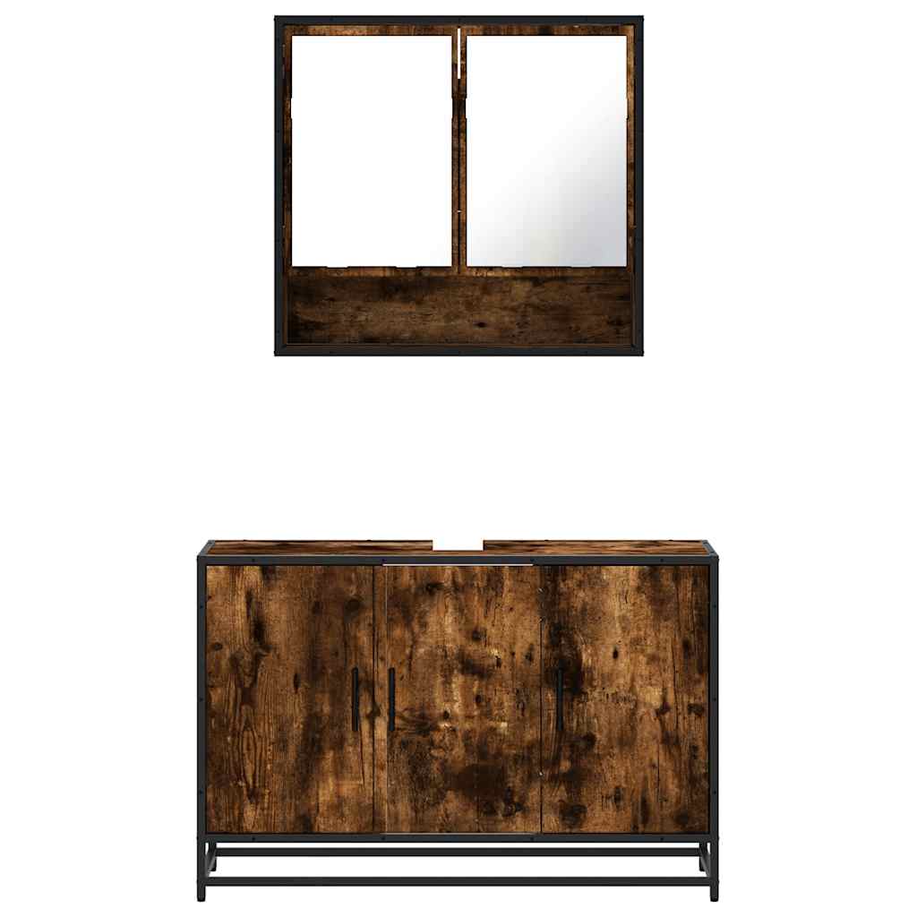 Ensemble de meubles de salle de bain 2 pcs Chêne fumé