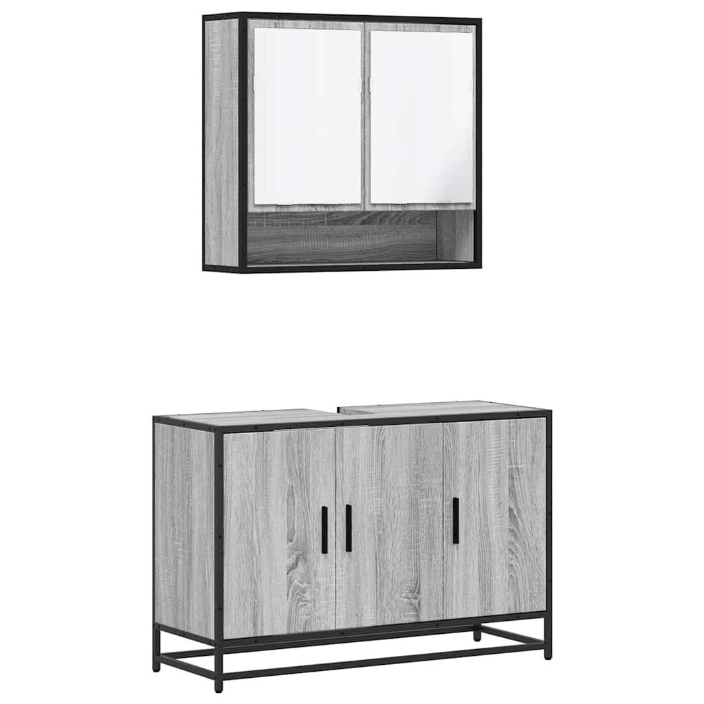 Ensemble de meubles de salle de bain 2 pcs Sonoma gris