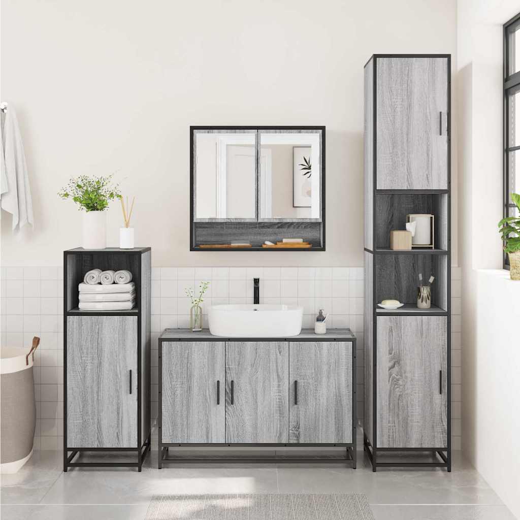 Ensemble de meubles de salle de bain 2 pcs Sonoma gris