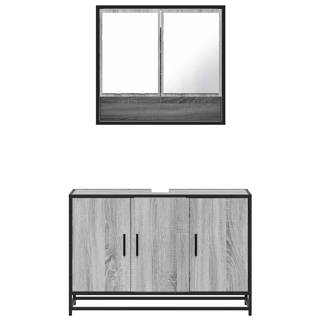 Ensemble de meubles de salle de bain 2 pcs Sonoma gris