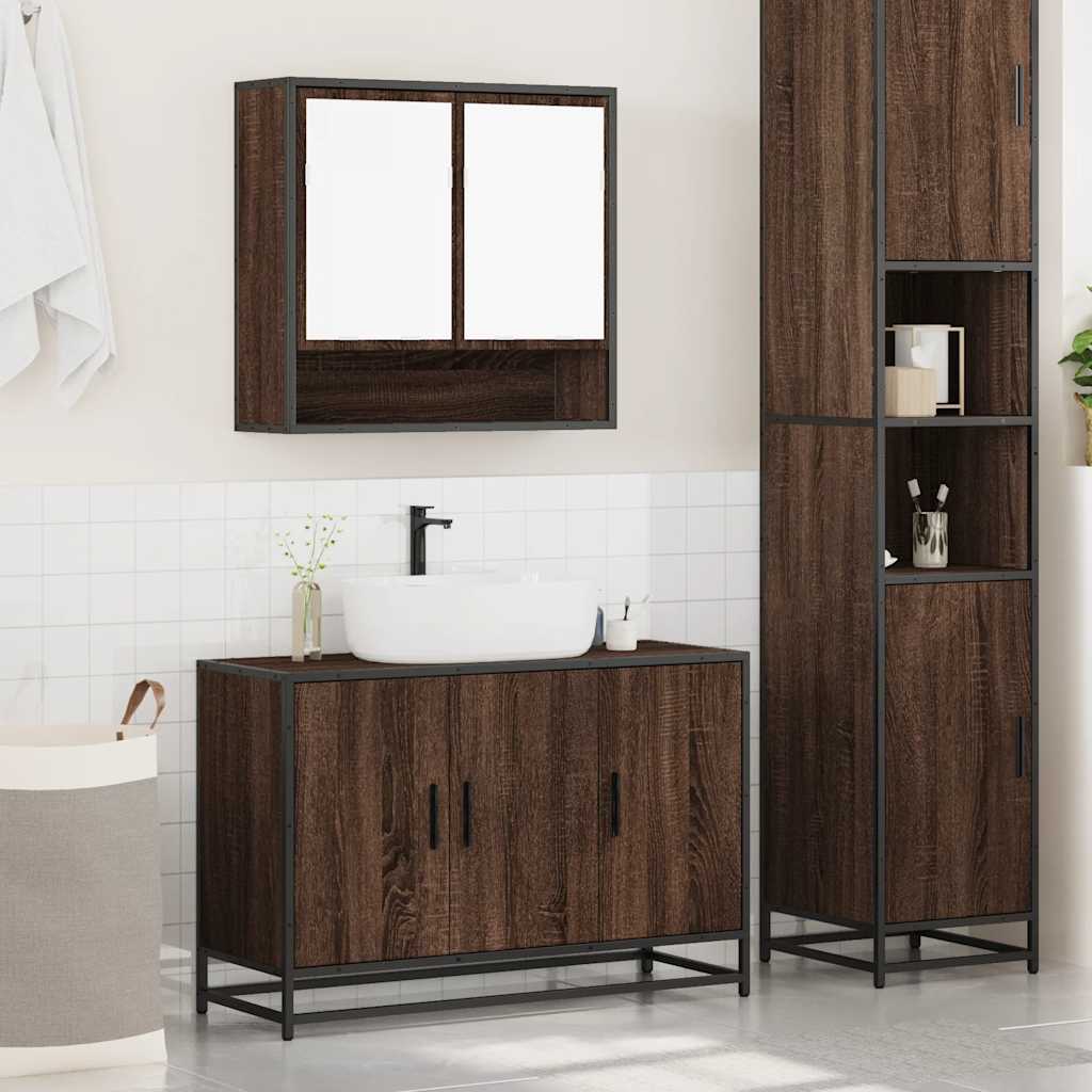 Ensemble de meubles de salle de bain 2 pcs Chêne marron