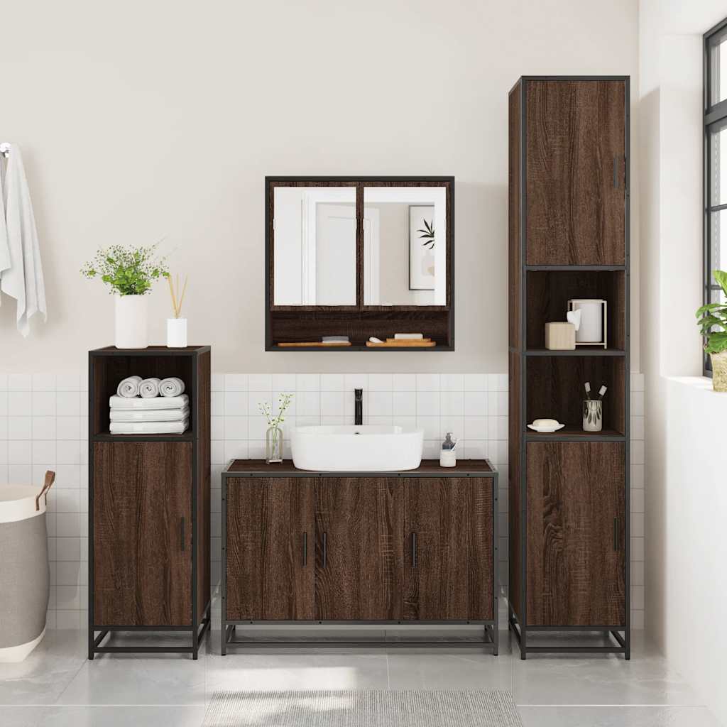 Ensemble de meubles de salle de bain 2 pcs Chêne marron