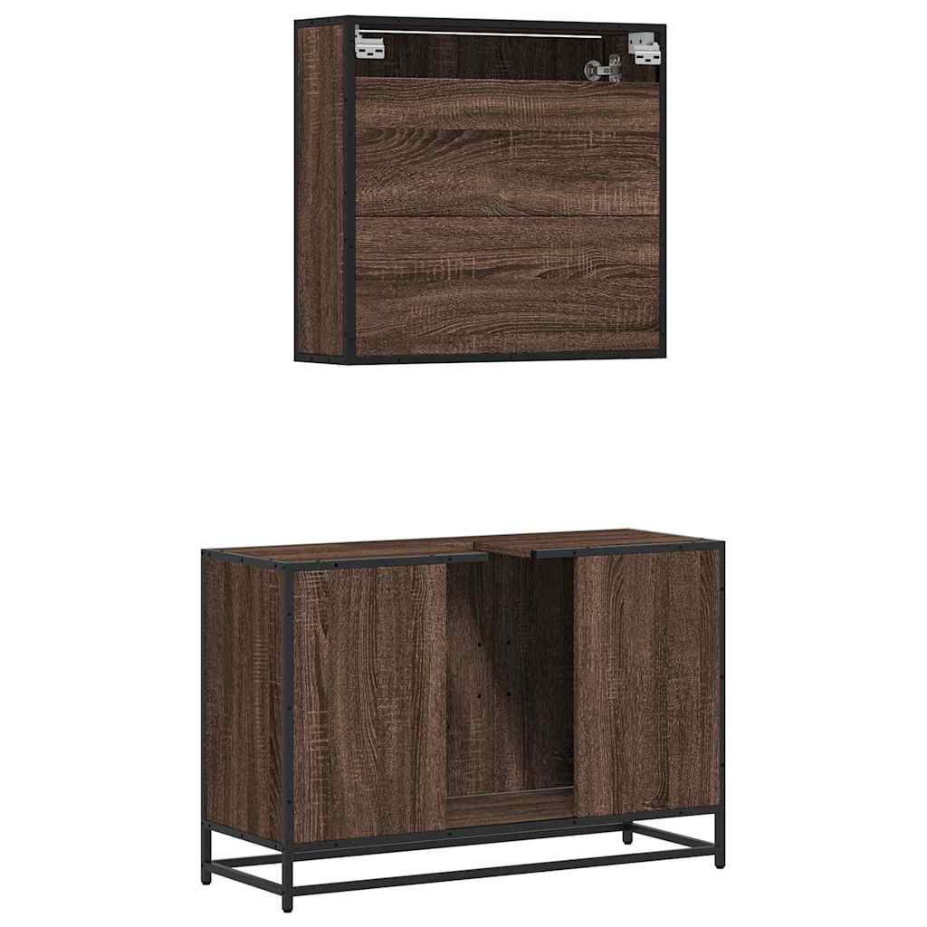 Ensemble de meubles de salle de bain 2 pcs Chêne marron