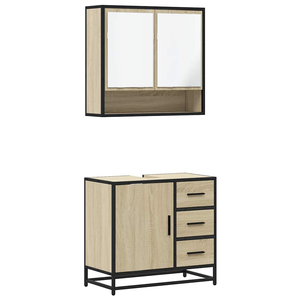 Ensemble de meubles de salle de bain 2 pcs chêne sonoma