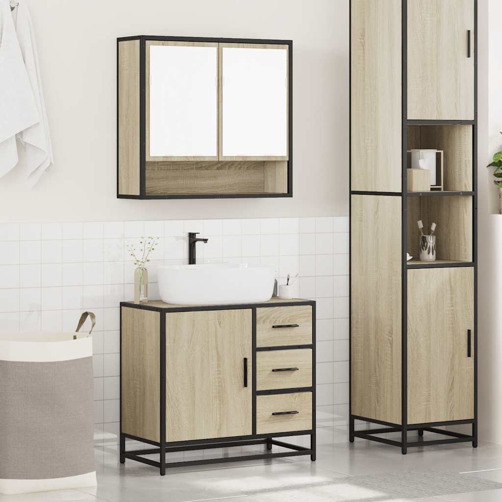Ensemble de meubles de salle de bain 2 pcs chêne sonoma