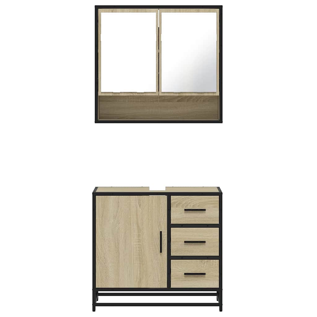 Ensemble de meubles de salle de bain 2 pcs chêne sonoma