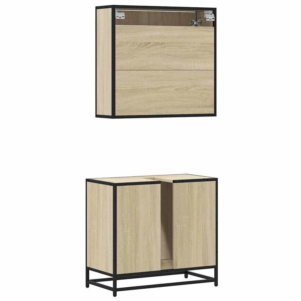 Ensemble de meubles de salle de bain 2 pcs chêne sonoma