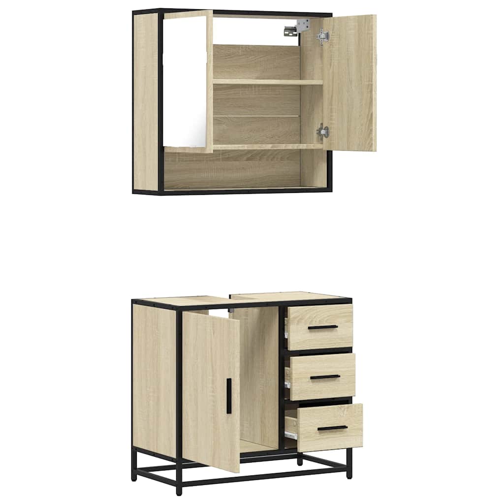 Ensemble de meubles de salle de bain 2 pcs chêne sonoma