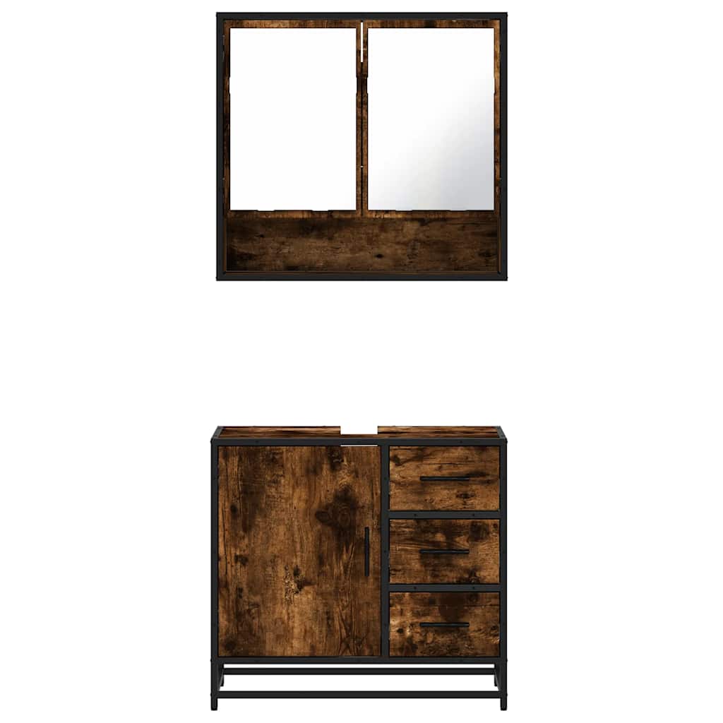 Ensemble de meubles de salle de bain 2 pcs Chêne fumé
