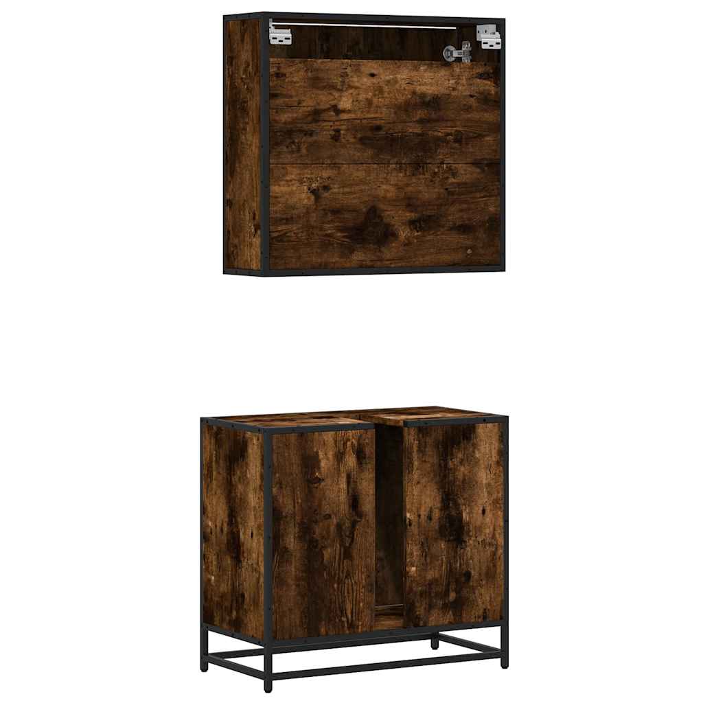 Ensemble de meubles de salle de bain 2 pcs Chêne fumé