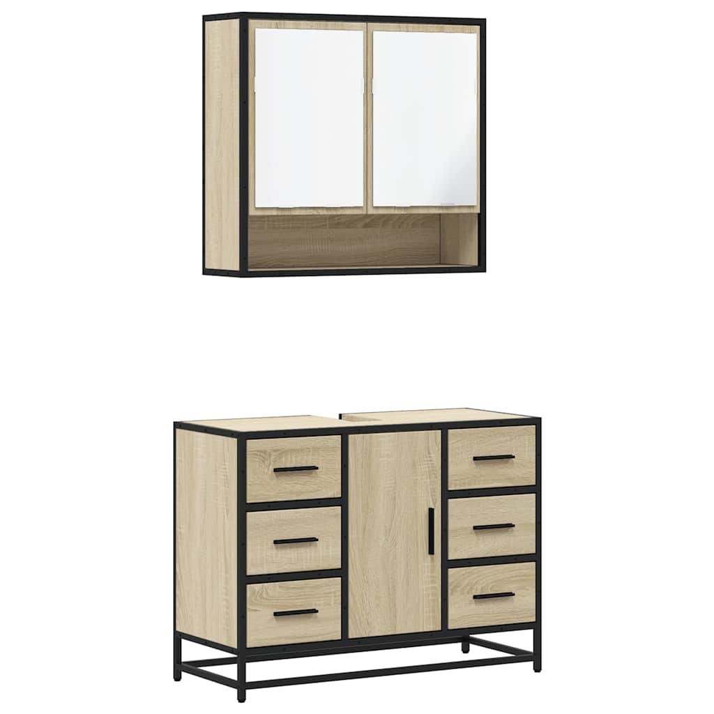 Ensemble de meubles de salle de bain 2 pcs chêne sonoma