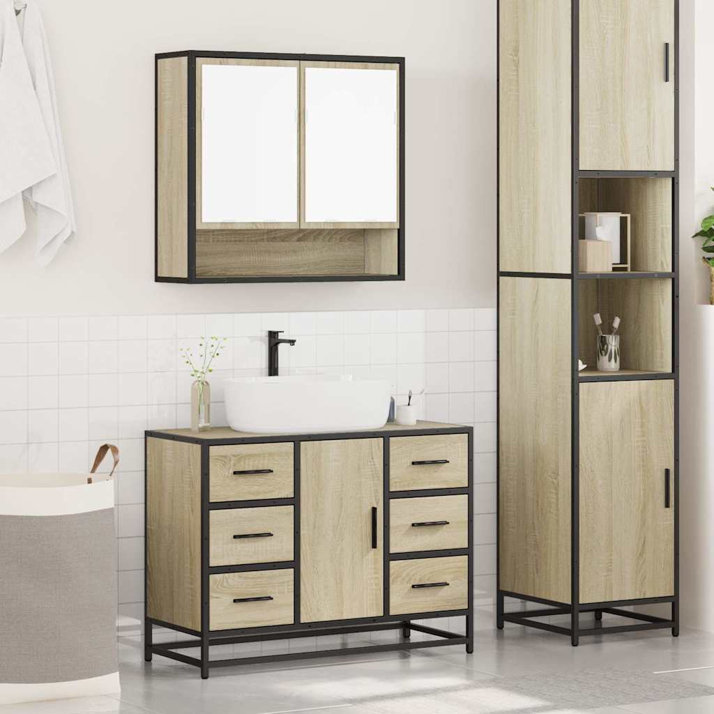 Ensemble de meubles de salle de bain 2 pcs chêne sonoma