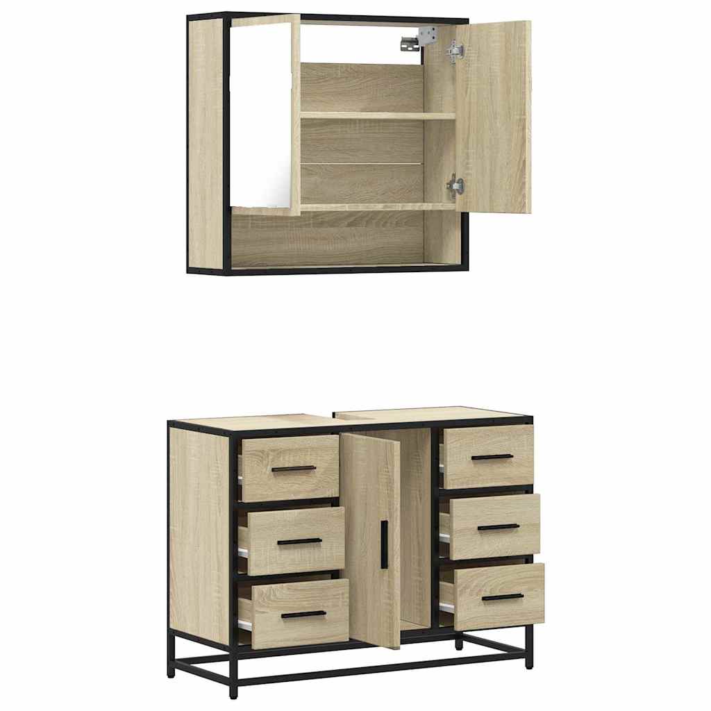 Ensemble de meubles de salle de bain 2 pcs chêne sonoma