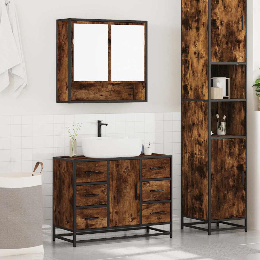 Ensemble de meubles de salle de bain 2 pcs Chêne fumé