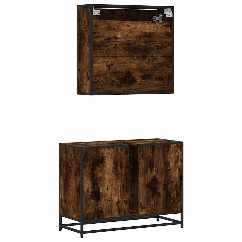 Ensemble de meubles de salle de bain 2 pcs Chêne fumé