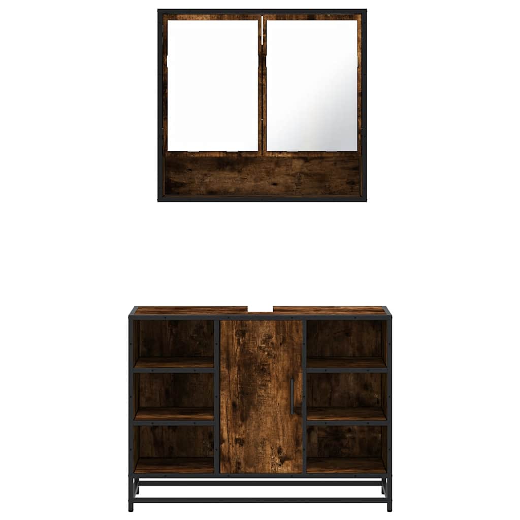 Ensemble de meubles de salle de bain 2 pcs Chêne fumé