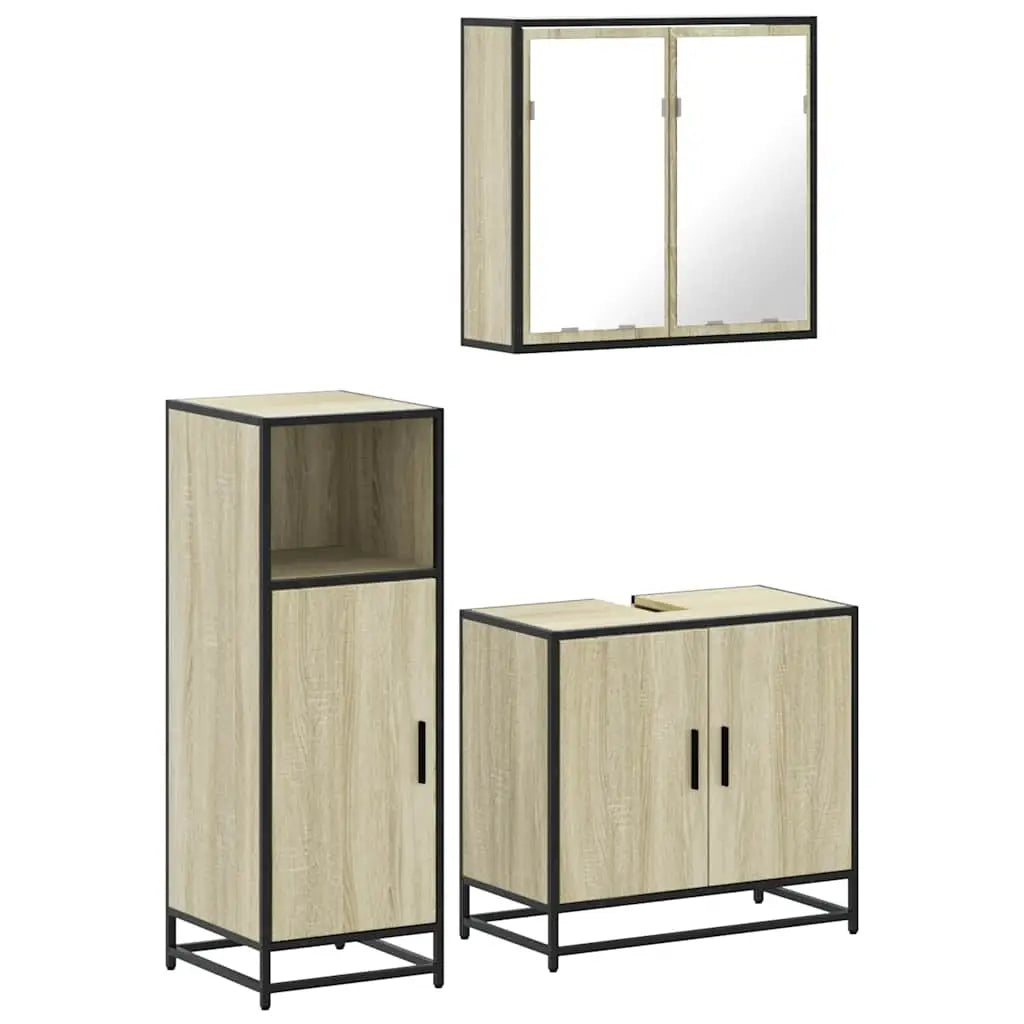 Ensemble de meubles de salle de bain 3 pcs chêne sonoma - XIOS