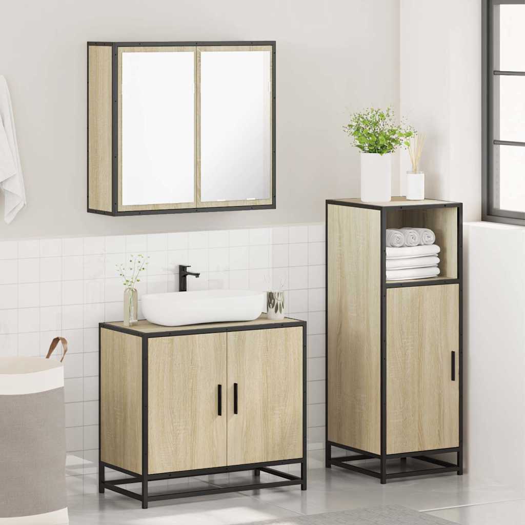 Ensemble de meubles de salle de bain 3 pcs chêne sonoma