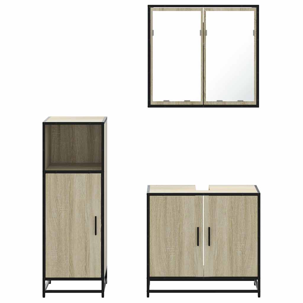 Ensemble de meubles de salle de bain 3 pcs chêne sonoma