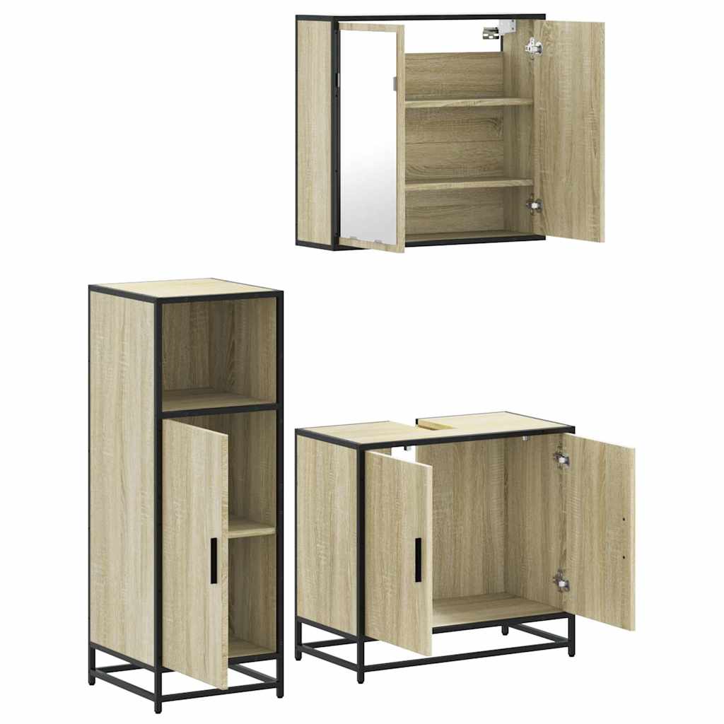 Ensemble de meubles de salle de bain 3 pcs chêne sonoma