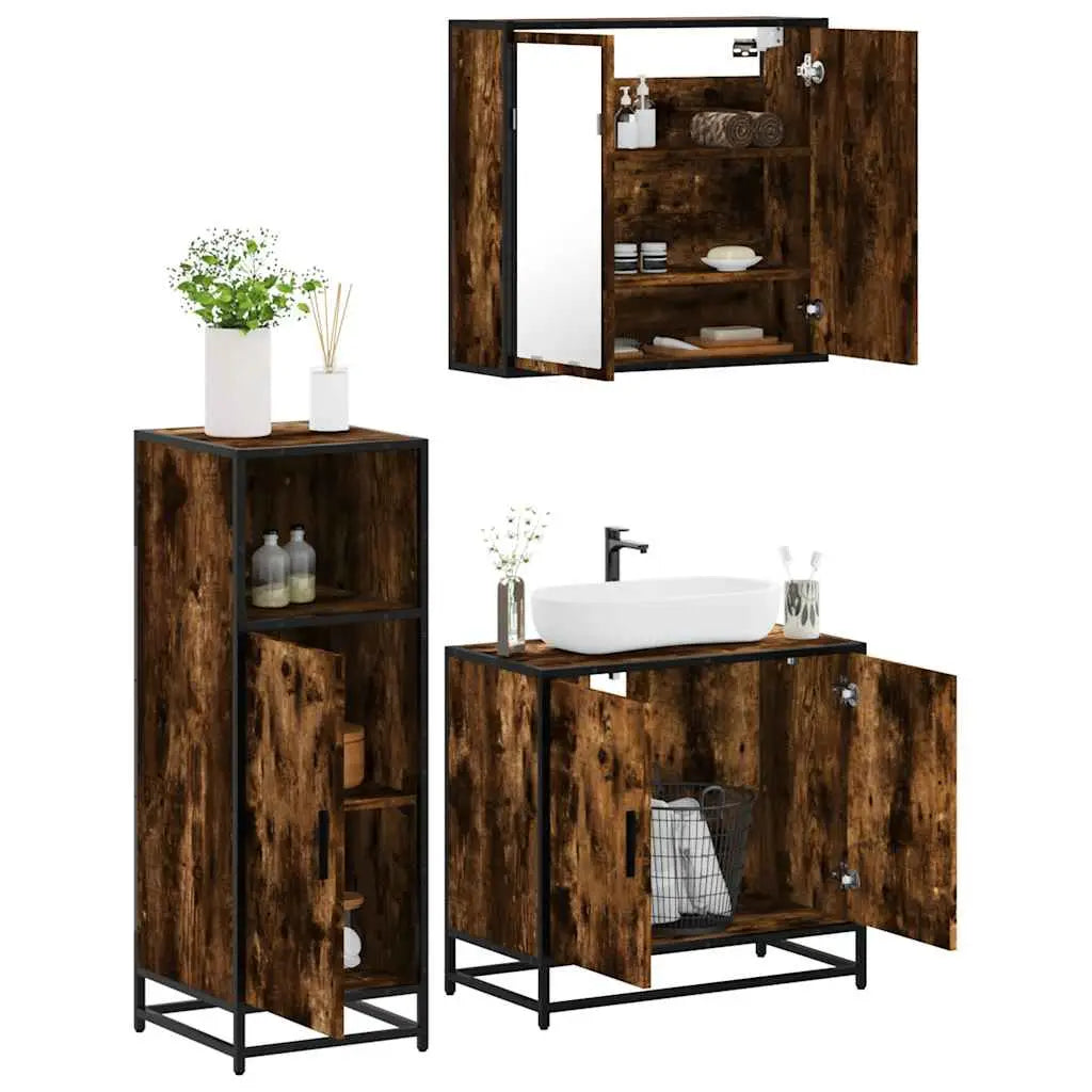 Ensemble de meubles de salle de bain 3 pcs Chêne fumé - XIOS