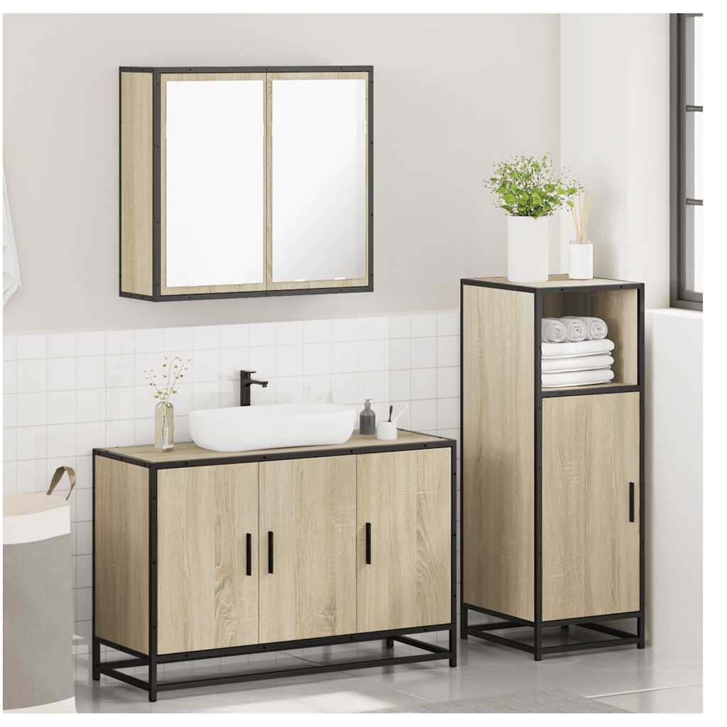 Ensemble de meubles de salle de bain 3 pcs chêne sonoma