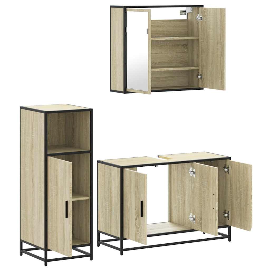 Ensemble de meubles de salle de bain 3 pcs chêne sonoma