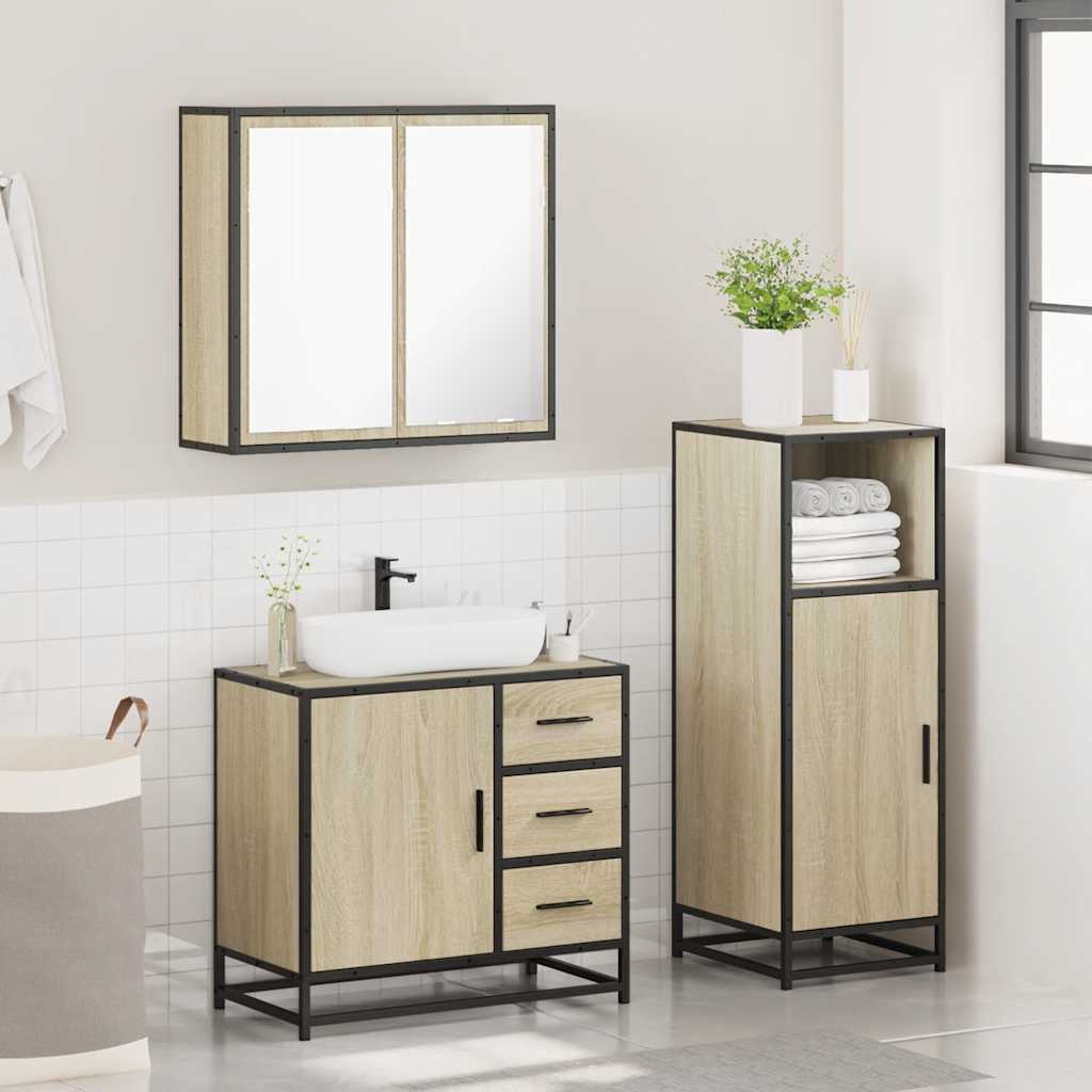 Ensemble de meubles de salle de bain 3 pcs chêne sonoma