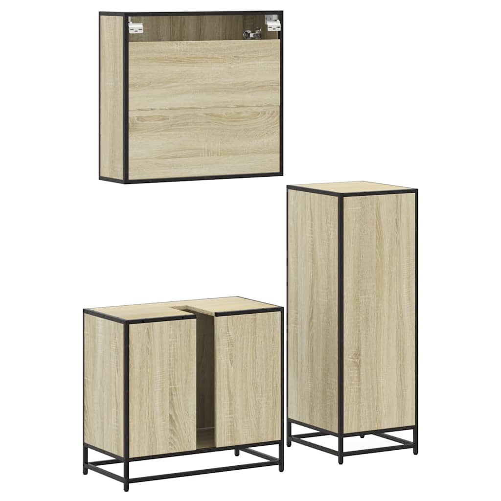 Ensemble de meubles de salle de bain 3 pcs chêne sonoma