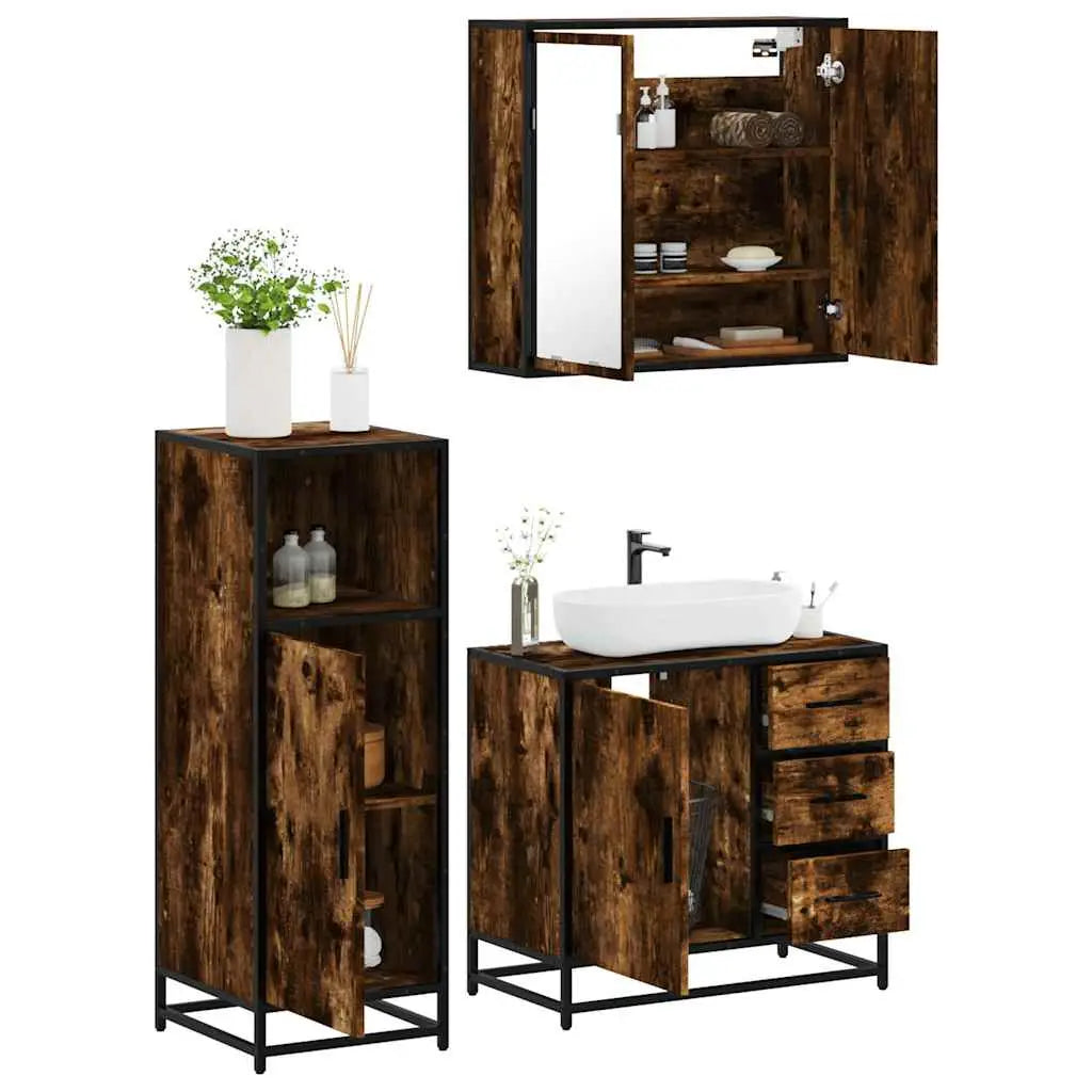 Ensemble de meubles de salle de bain 3 pcs Chêne fumé - XIOS