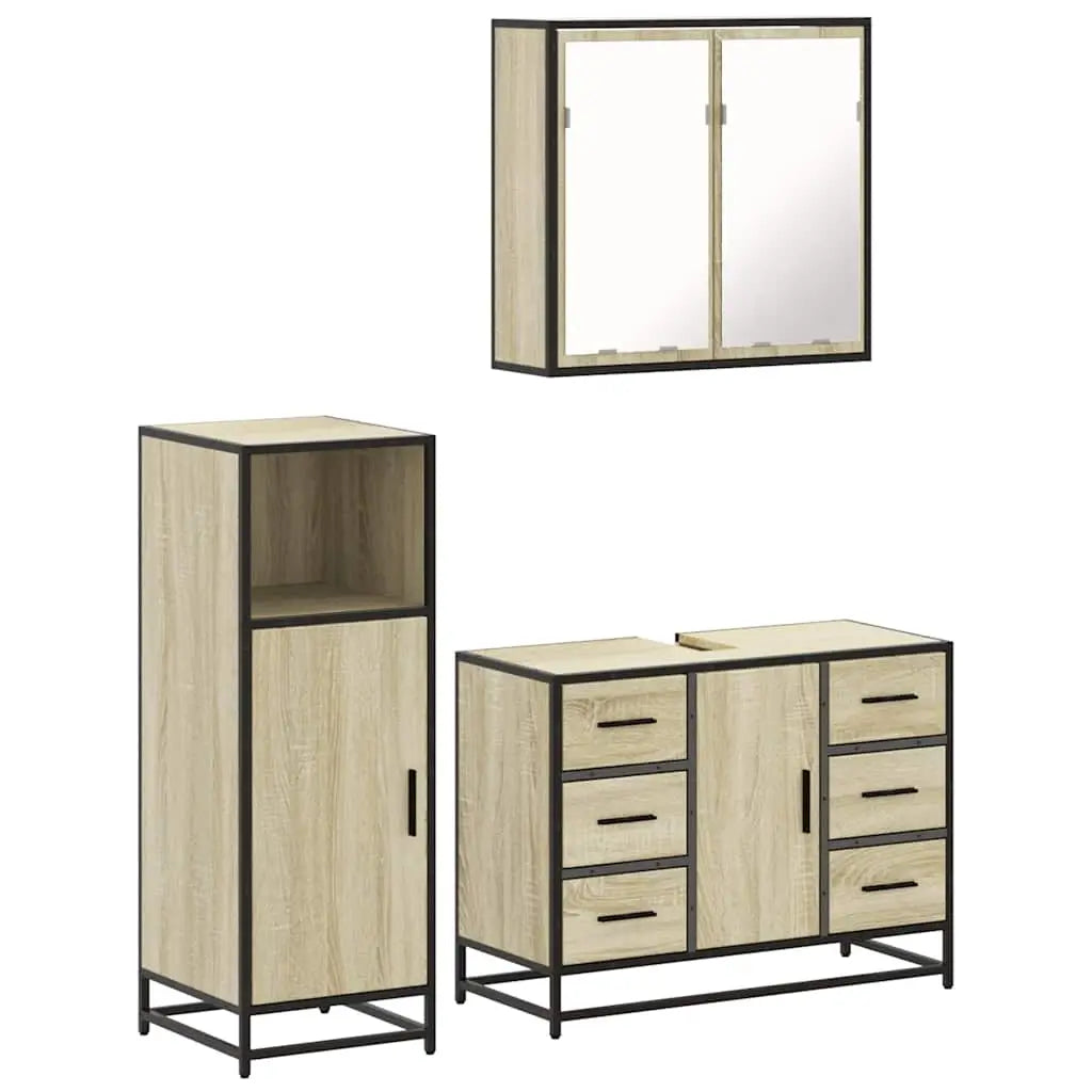 Ensemble de meubles de salle de bain 3 pcs chêne sonoma - XIOS