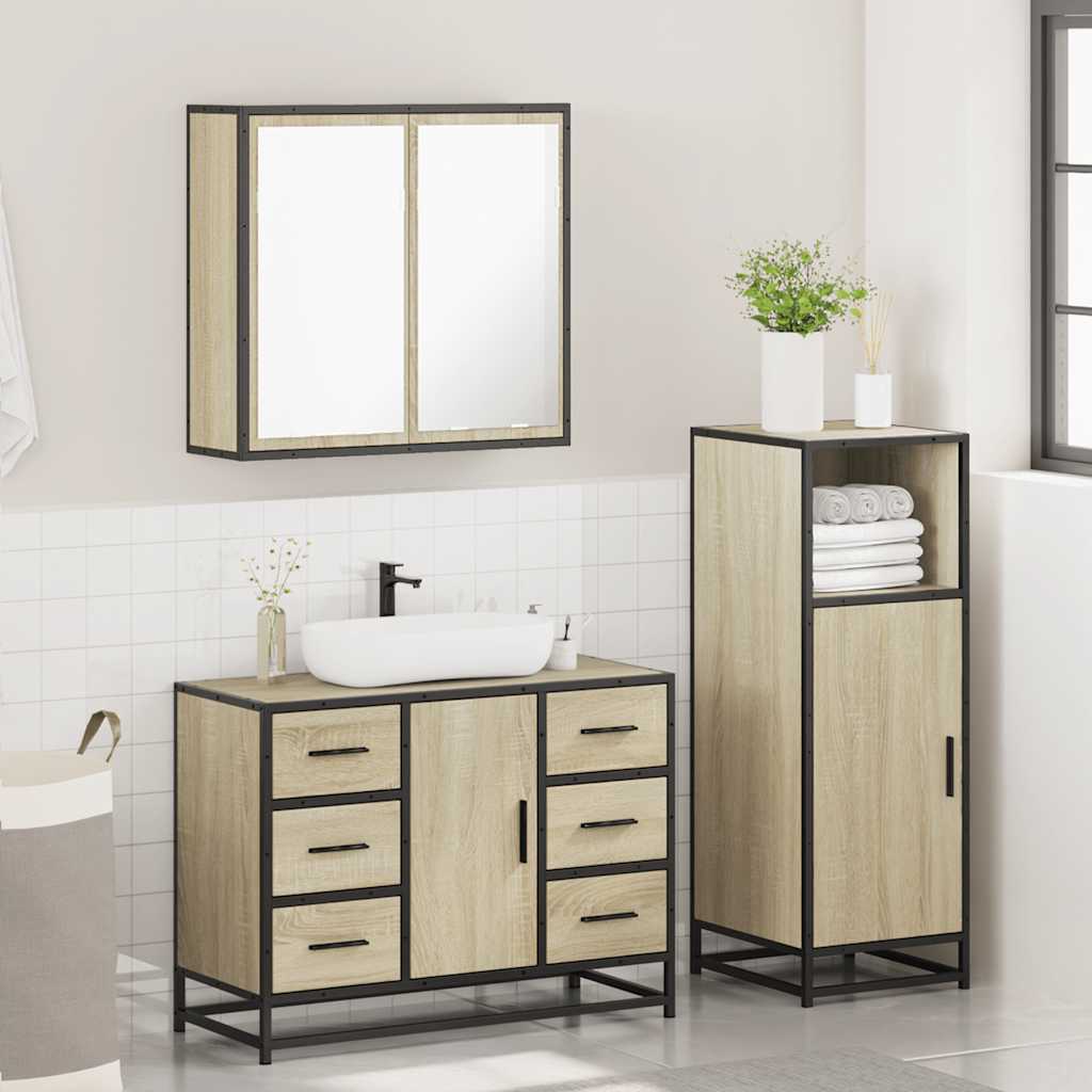 Ensemble de meubles de salle de bain 3 pcs chêne sonoma