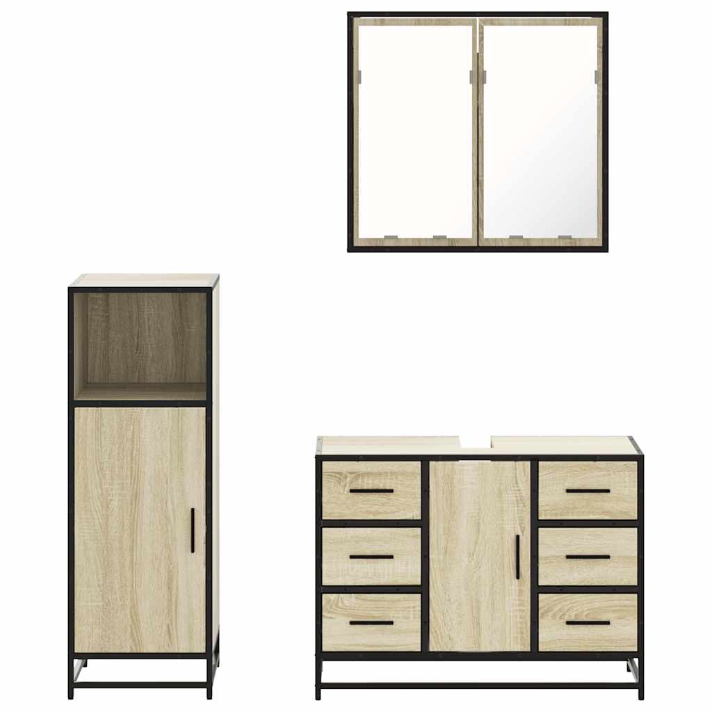 Ensemble de meubles de salle de bain 3 pcs chêne sonoma