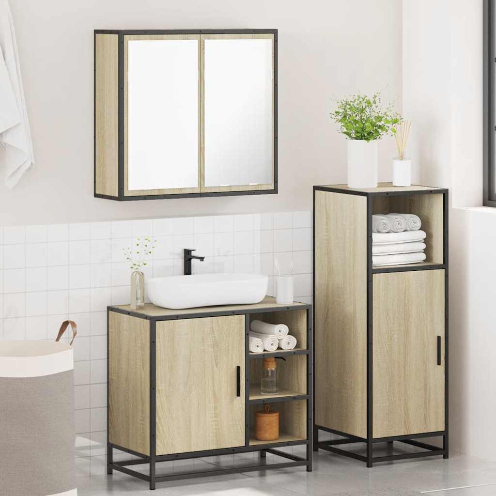 Ensemble de meubles de salle de bain 3 pcs chêne sonoma